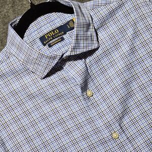 Ralph Lauren Men's Performance Plaid Button Down Shirt Large Blue White
